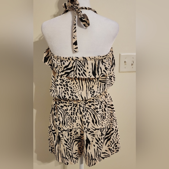 H&M Leopard Print/Animal Print Halter Romper Jumper Jumpsuit Women's Size S - Picture 3 of 8